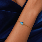 Aqua Teardrop Chain Bracelet